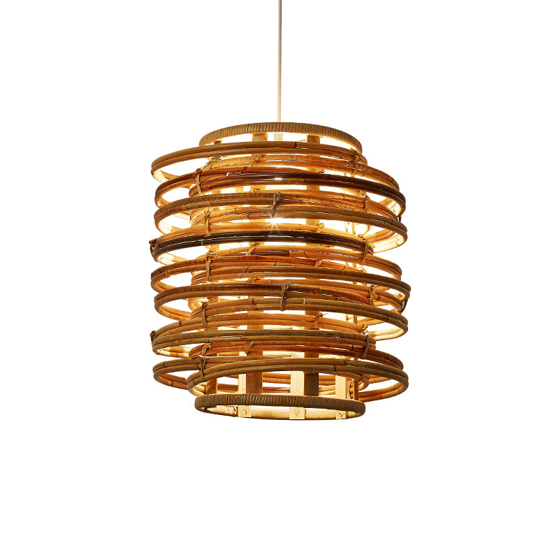 Curl Bound Ceiling Light Asian Style Rattan 1��Bulb Restaurant Hanging Light in Wood Clearhalo 'Ceiling Lights' 'Pendant Lights' 'Pendants' Lighting' 2246764