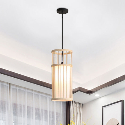 Cylinder Restaurant Suspension Lighting Bamboo 1��Head Minimalist Pendant Ceiling Light Clearhalo 'Ceiling Lights' 'Pendant Lights' 'Pendants' Lighting' 2246765