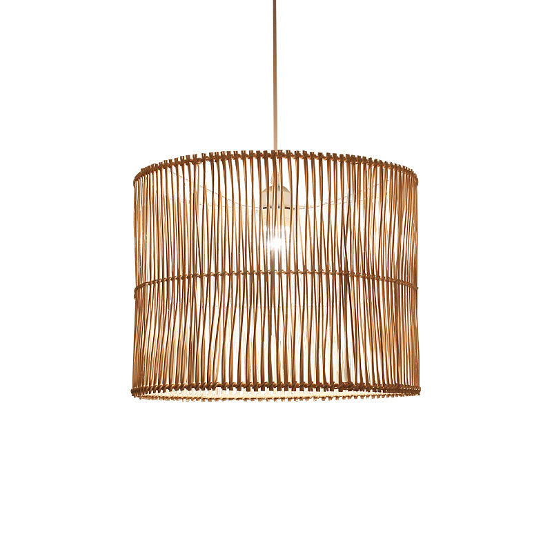 Rattan Drum Shaded Ceiling Light Modern Single Hanging Pendant Light for Restaurant Clearhalo 'Ceiling Lights' 'Pendant Lights' 'Pendants' Lighting' 2246777
