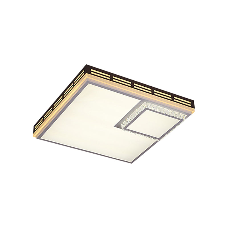 White Square/Rectangle Flush Mount Simple 24.5"/36" W LED Acrylic Ceiling Light with Crystal Accent, Warm Light Clearhalo 'Ceiling Lights' 'Close To Ceiling Lights' 'Close to ceiling' 'Flush mount' Lighting' 224681