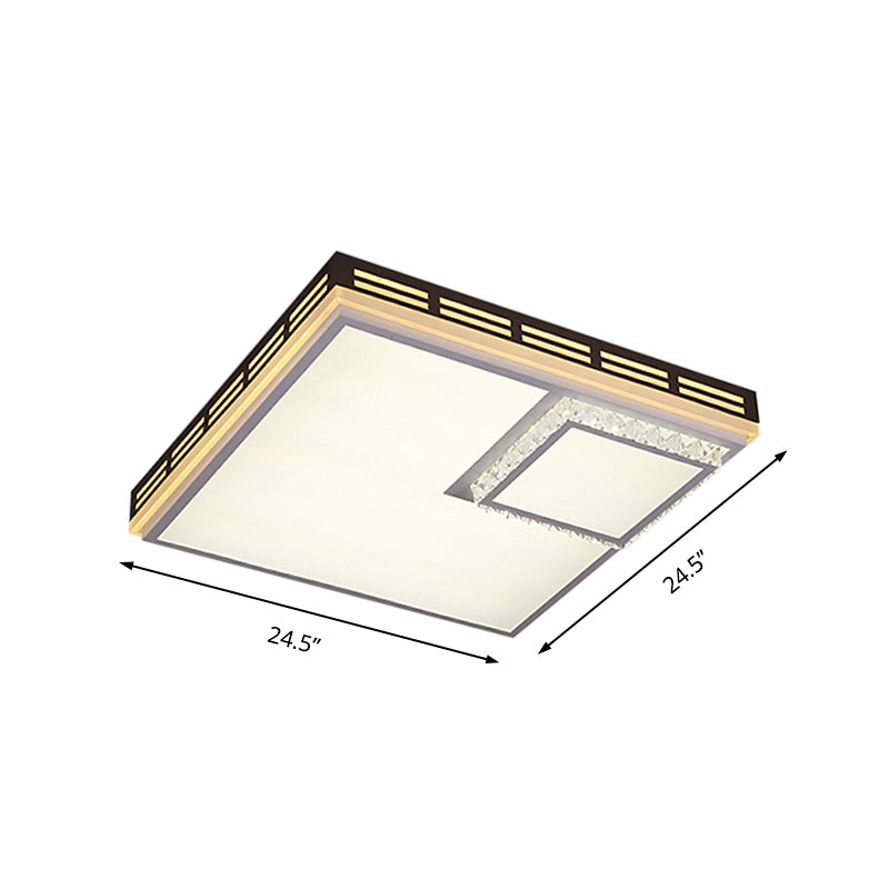 White Square/Rectangle Flush Mount Simple 24.5"/36" W LED Acrylic Ceiling Light with Crystal Accent, Warm Light Clearhalo 'Ceiling Lights' 'Close To Ceiling Lights' 'Close to ceiling' 'Flush mount' Lighting' 224682