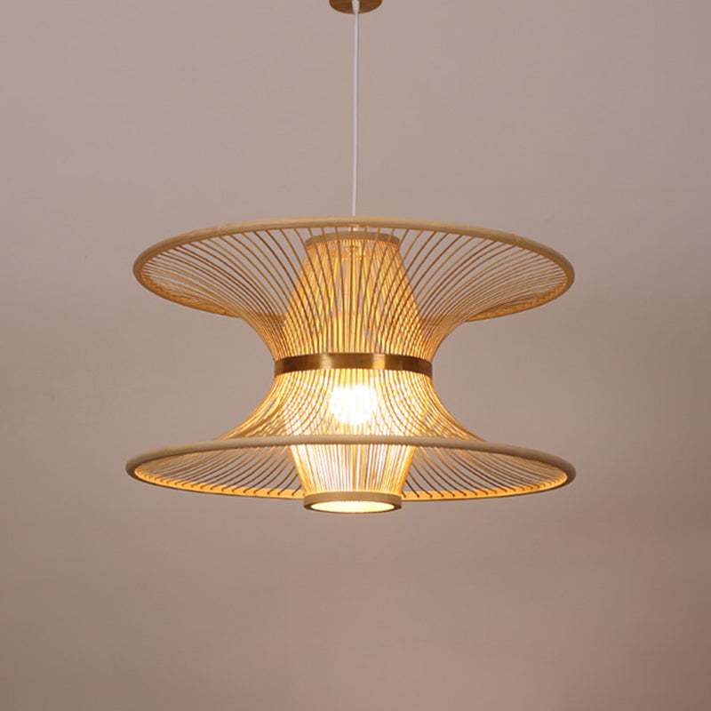 Lotus-Like Bamboo Ceiling Light Asian Style 1��Bulb Wood Hanging Light for Restaurant Wood A Clearhalo 'Ceiling Lights' 'Pendant Lights' 'Pendants' Lighting' 2246830_512dff9f-47b8-436a-a7ff-068d30826df6