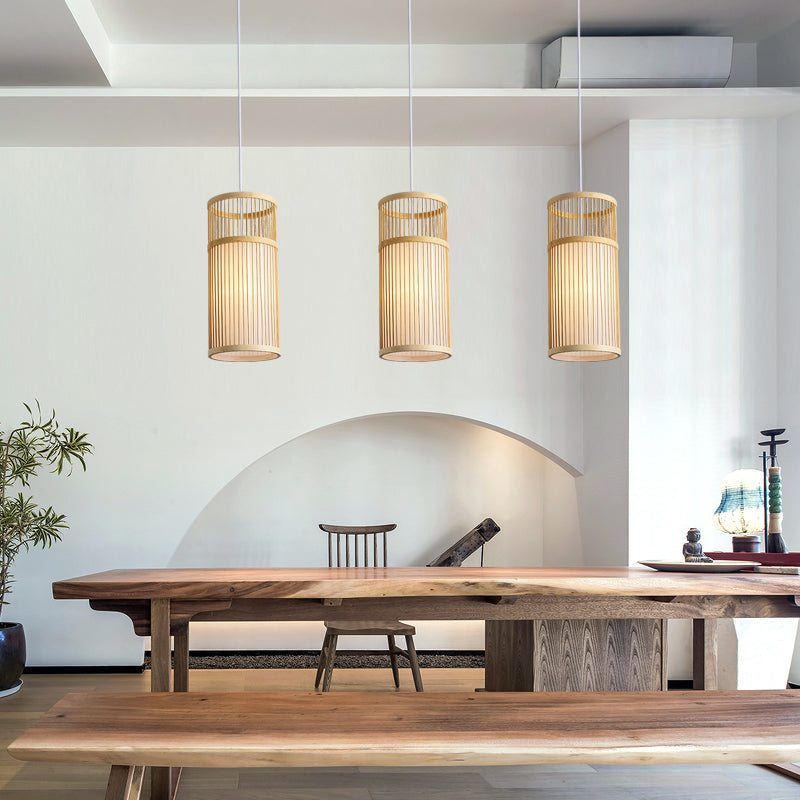 Bamboo Handcrafted Shade Ceiling Light Asian Style 1 Bulb Wood Hanging Light Fixture Clearhalo 'Ceiling Lights' 'Lighting' 'Pendant Lights' 2246849_a48b23d3-a548-4c70-8a8c-8cce4971ca68