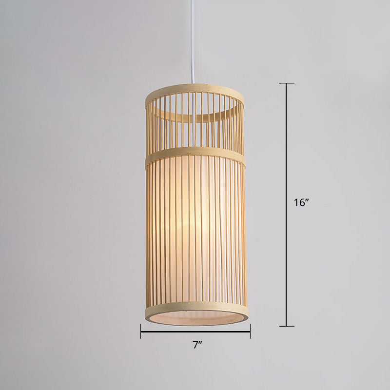 Bamboo Handcrafted Shade Ceiling Light Asian Style 1 Bulb Wood Hanging Light Fixture Wood J Clearhalo 'Ceiling Lights' 'Lighting' 'Pendant Lights' 2246851_2dd3ad3c-156f-4243-92fd-2d6f6e3d1ab3