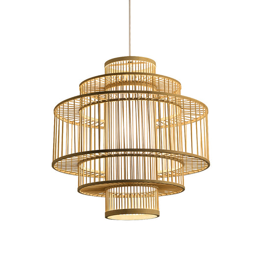Bamboo Handcrafted Shade Ceiling Light Asian Style 1 Bulb Wood Hanging Light Fixture Clearhalo 'Ceiling Lights' 'Lighting' 'Pendant Lights' 2246852_aca3d3b8-235f-4a81-9071-a4a17a2e21df