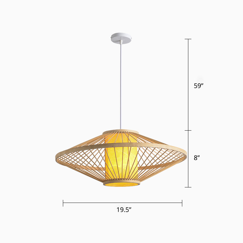 Bamboo Handcrafted Shade Ceiling Light Asian Style 1��Bulb Wood Hanging Light Fixture Clearhalo 'Ceiling Lights' 'Pendant Lights' 'Pendants' Lighting' 2246856