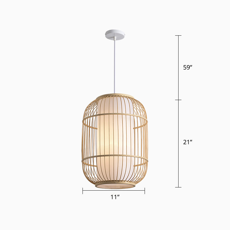 Bamboo Handcrafted Shade Ceiling Light Asian Style 1��Bulb Wood Hanging Light Fixture Clearhalo 'Ceiling Lights' 'Pendant Lights' 'Pendants' Lighting' 2246860