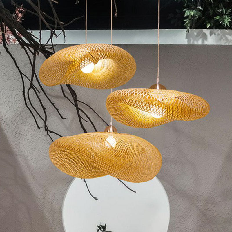 Twisted Pendant Light Contemporary Bamboo Single-Bulb Restaurant Suspension Light in Wood Clearhalo 'Ceiling Lights' 'Pendant Lights' 'Pendants' Lighting' 2246869