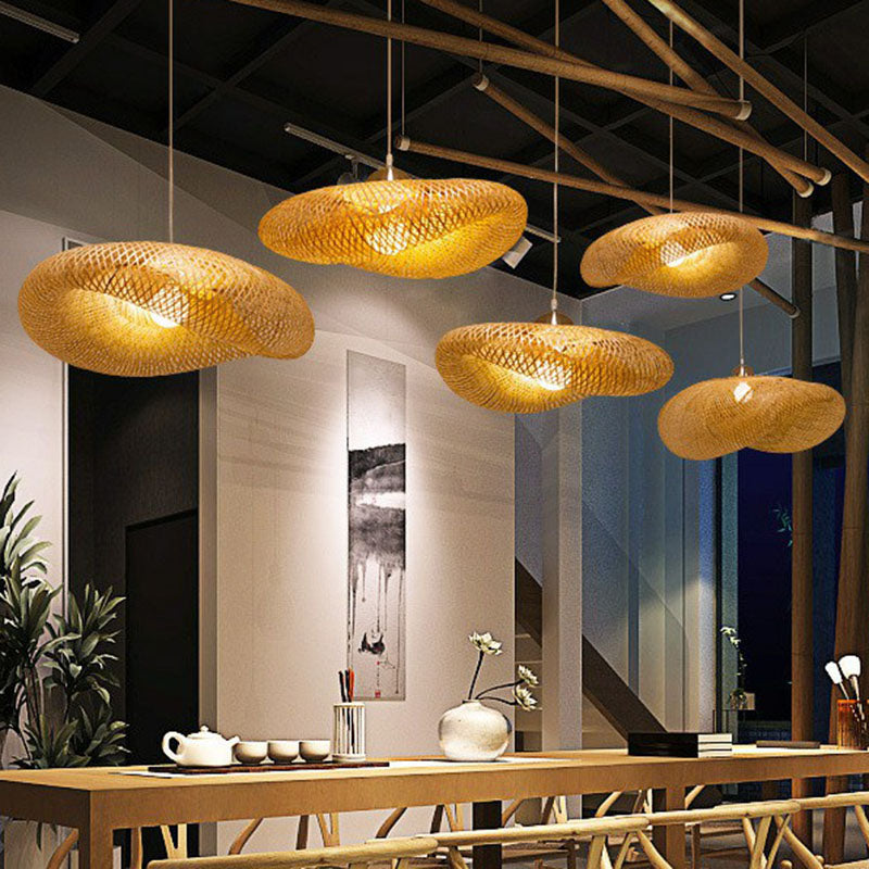 Twisted Pendant Light Contemporary Bamboo Single-Bulb Restaurant Suspension Light in Wood Clearhalo 'Ceiling Lights' 'Pendant Lights' 'Pendants' Lighting' 2246871