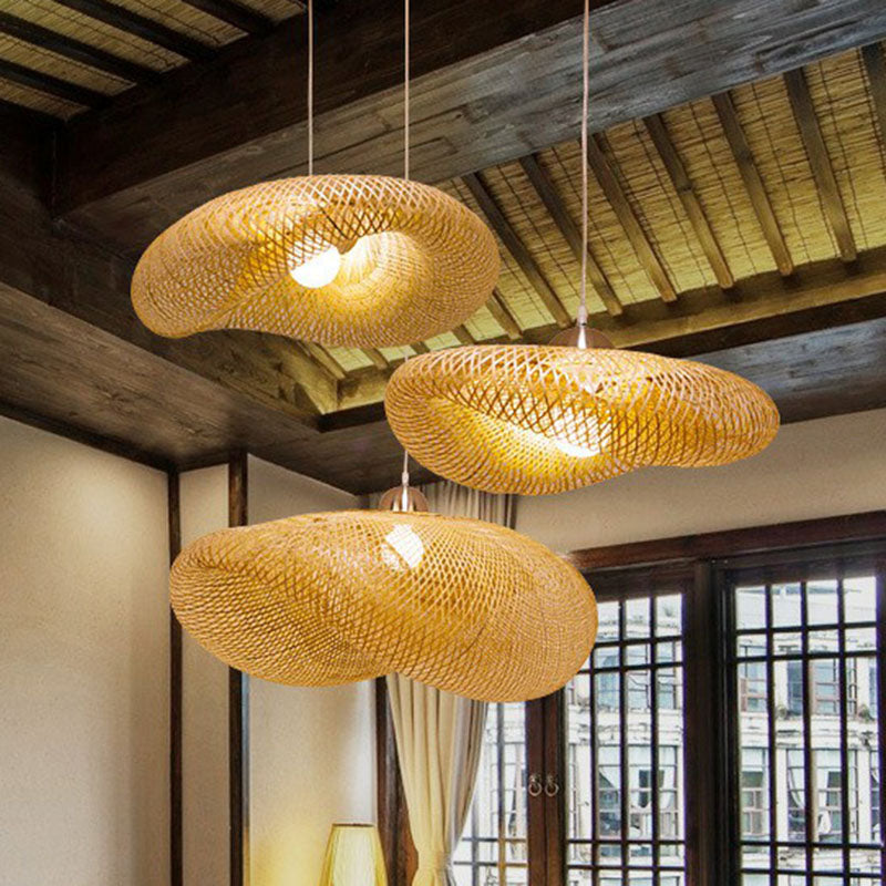 Twisted Pendant Light Contemporary Bamboo Single-Bulb Restaurant Suspension Light in Wood Clearhalo 'Ceiling Lights' 'Pendant Lights' 'Pendants' Lighting' 2246873