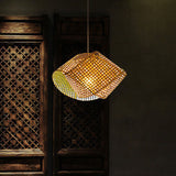 Twisted Bamboo Ceiling Light Asian Style 1��Bulb Wood Hanging Light Fixture for Restaurant Clearhalo 'Ceiling Lights' 'Pendant Lights' 'Pendants' Lighting' 2246893