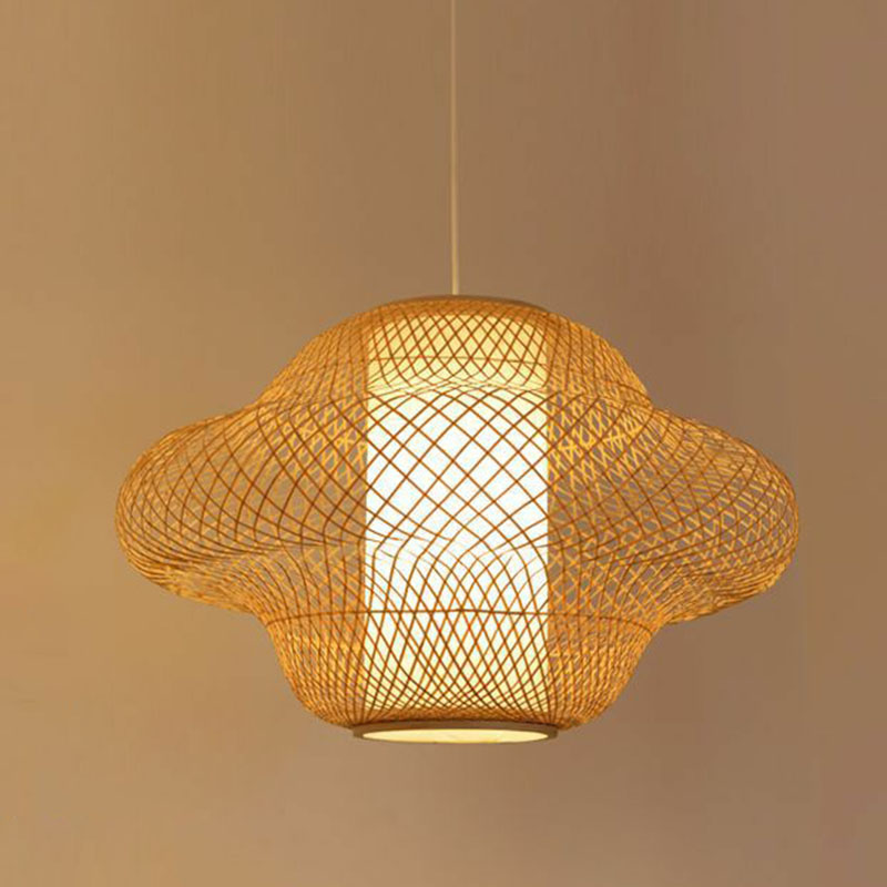 Asian Style Handwoven Suspension Lighting Bamboo 1��Head Restaurant Pendant Ceiling Light Wood Clearhalo 'Ceiling Lights' 'Pendant Lights' 'Pendants' Lighting' 2246901_03791da3-e283-4d23-8411-9e27b7278108