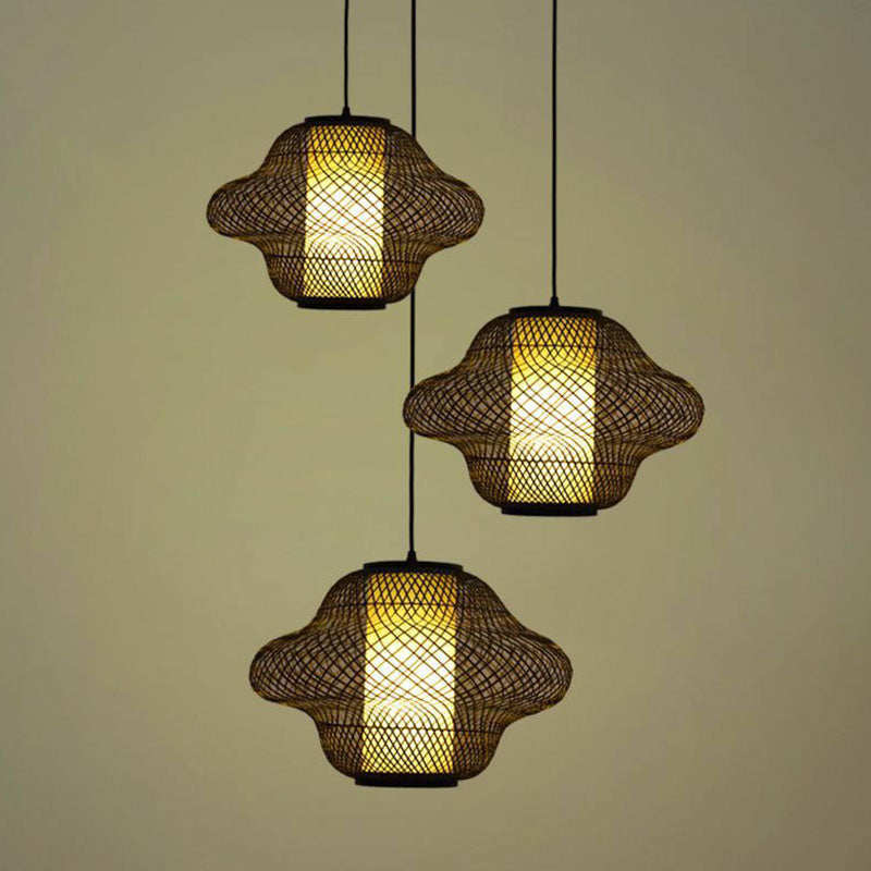 Asian Style Handwoven Suspension Lighting Bamboo 1��Head Restaurant Pendant Ceiling Light Clearhalo 'Ceiling Lights' 'Pendant Lights' 'Pendants' Lighting' 2246905