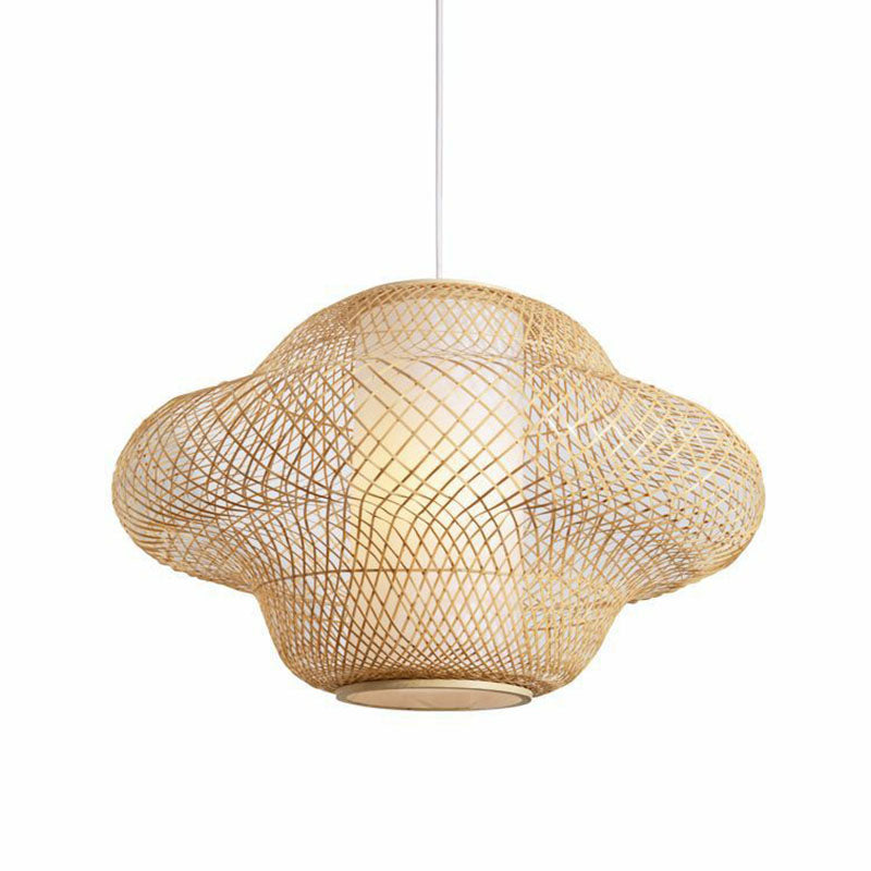 Asian Style Handwoven Suspension Lighting Bamboo 1��Head Restaurant Pendant Ceiling Light Clearhalo 'Ceiling Lights' 'Pendant Lights' 'Pendants' Lighting' 2246906