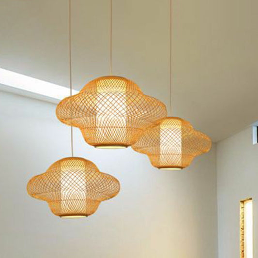 Asian Style Handwoven Suspension Lighting Bamboo 1 Head Restaurant Pendant Ceiling Light Clearhalo 'Ceiling Lights' 'Lighting' 'Pendant Lights' 2246907_1cbf598b-87e5-4327-95f2-016e4a4a8d50