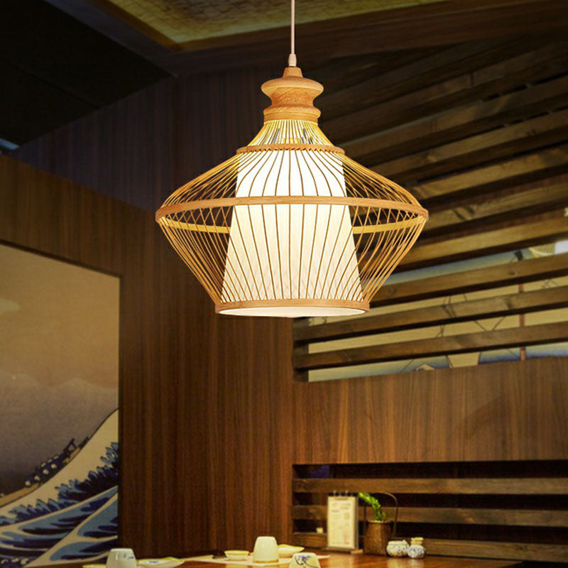 Curvy Tea Room Pendant Light Bamboo Single South-east Asia Suspension Light Fixture Clearhalo 'Ceiling Lights' 'Pendant Lights' 'Pendants' Lighting' 2246918