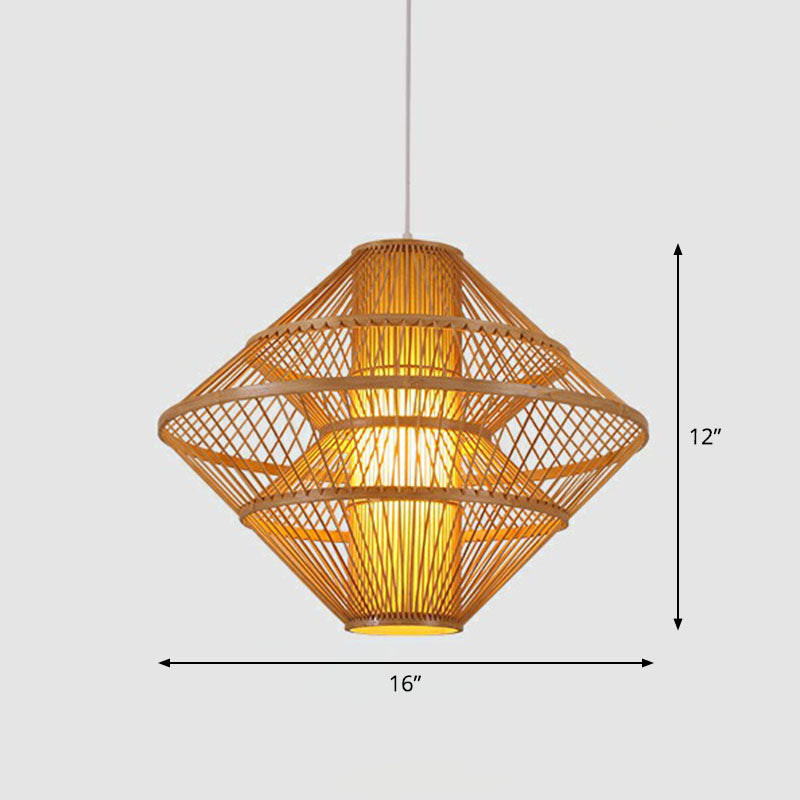 Asian Style Layered Shade Ceiling Light Bamboo 1��Bulb Tea Room Hanging Light Fixture Clearhalo 'Ceiling Lights' 'Pendant Lights' 'Pendants' Lighting' 2246946