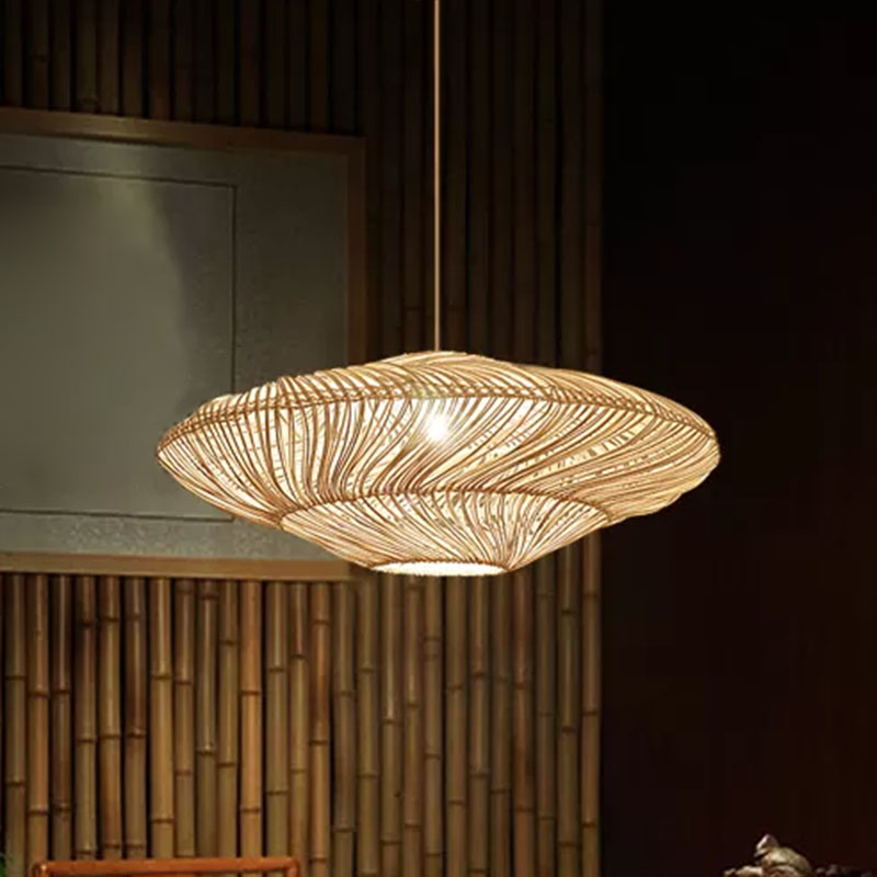 Handcrafted Suspension Lighting Minimalist Rattan 1��Head Restaurant Pendant Ceiling Light in Wood Wood A Clearhalo 'Ceiling Lights' 'Pendant Lights' 'Pendants' Lighting' 2246951_dfc3f2a2-c06c-4cf6-853f-43c9775a18c7