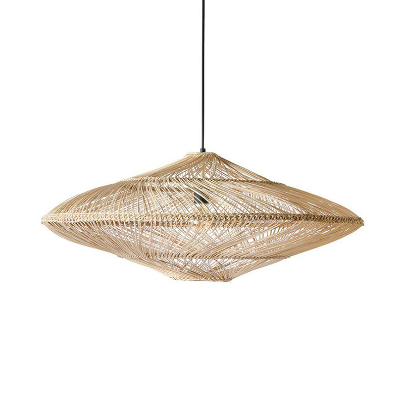 Handcrafted Suspension Lighting Minimalist Rattan 1��Head Restaurant Pendant Ceiling Light in Wood Clearhalo 'Ceiling Lights' 'Pendant Lights' 'Pendants' Lighting' 2246954