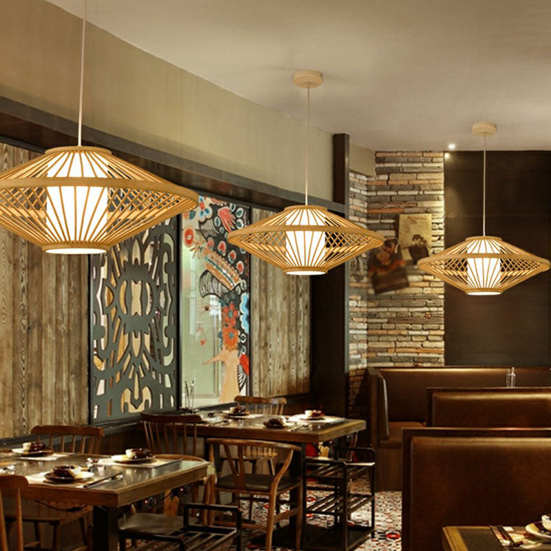 Handmade Restaurant Ceiling Light Bamboo Single Modern Style Hanging Pendant Light in Wood Clearhalo 'Ceiling Lights' 'Pendant Lights' 'Pendants' Lighting' 2246963