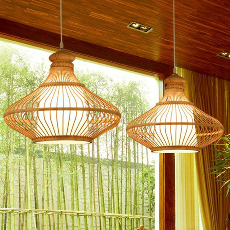 Handmade Restaurant Ceiling Light Bamboo Single Modern Style Hanging Pendant Light in Wood Clearhalo 'Ceiling Lights' 'Pendant Lights' 'Pendants' Lighting' 2246968