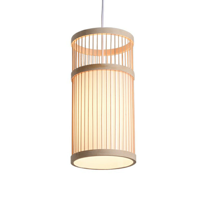 Handmade Restaurant Ceiling Light Bamboo Single Modern Style Hanging Pendant Light in Wood Wood M Clearhalo 'Ceiling Lights' 'Pendant Lights' 'Pendants' Lighting' 2246970_aa02ad46-c4ec-458b-beff-be5bbf233e95