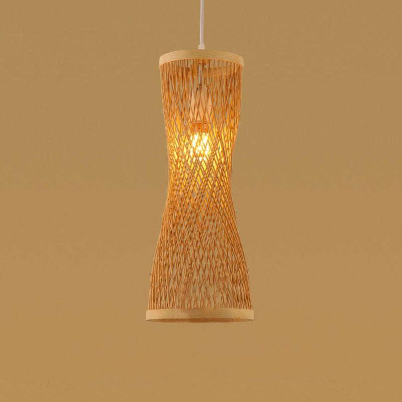 Handmade Restaurant Ceiling Light Bamboo Single Modern Style Hanging Pendant Light in Wood Clearhalo 'Ceiling Lights' 'Pendant Lights' 'Pendants' Lighting' 2246975