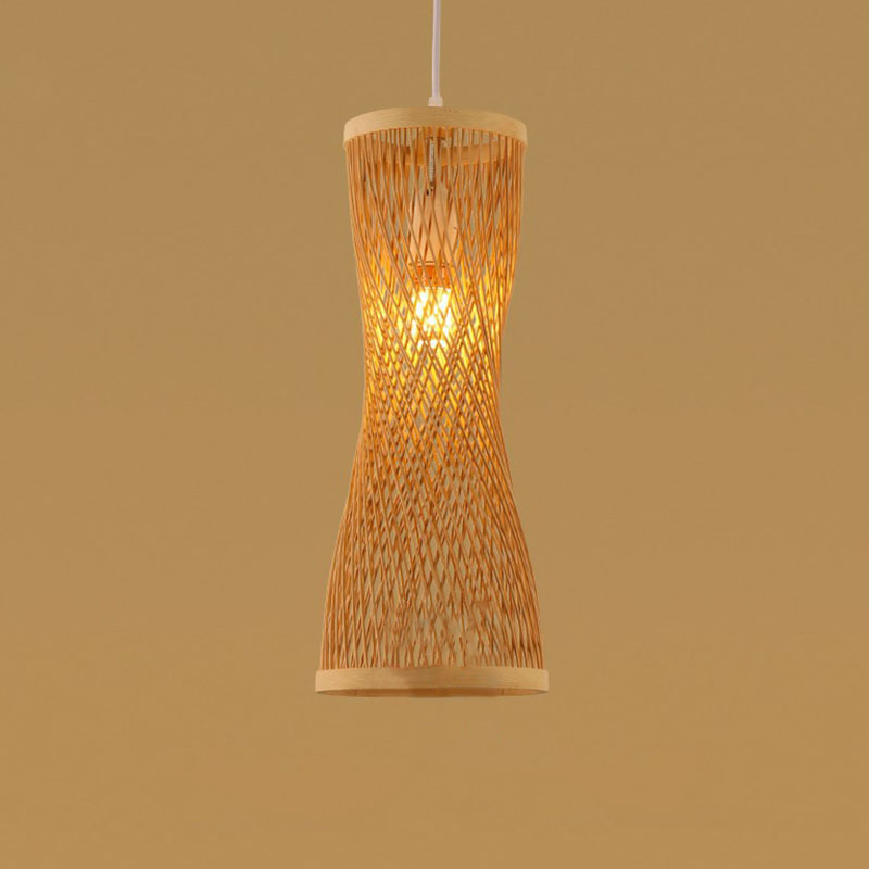 Handmade Restaurant Ceiling Light Bamboo Single Modern Style Hanging Pendant Light in Wood Wood O Clearhalo 'Ceiling Lights' 'Pendant Lights' 'Pendants' Lighting' 2246975_c94153b6-5100-46e5-8d1d-60d72a7b7ad3