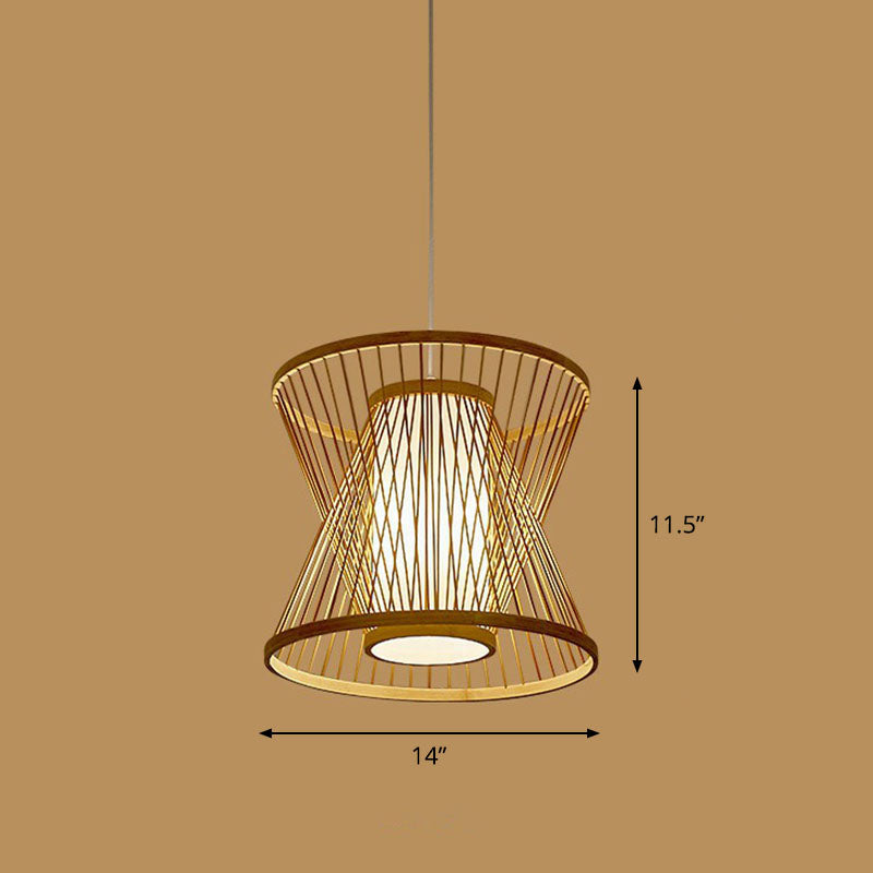 Handmade Restaurant Ceiling Light Bamboo Single Modern Style Hanging Pendant Light in Wood Clearhalo 'Ceiling Lights' 'Pendant Lights' 'Pendants' Lighting' 2246978