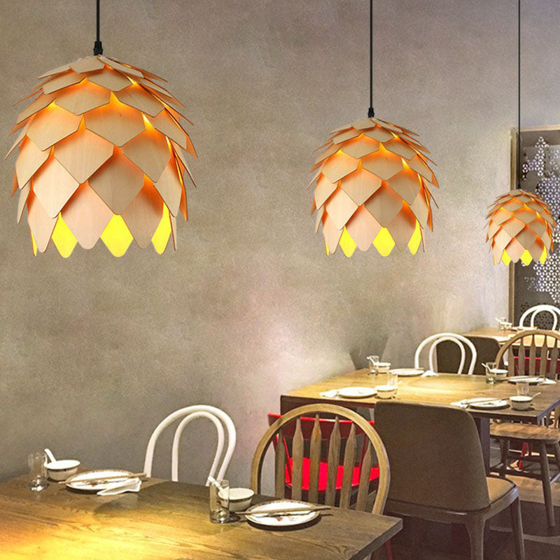 Japanese Style Shaded Ceiling Light Wood Single-Bulb Restaurant Hanging Pendant Lighting Clearhalo 'Ceiling Lights' 'Pendant Lights' 'Pendants' Lighting' 2246984