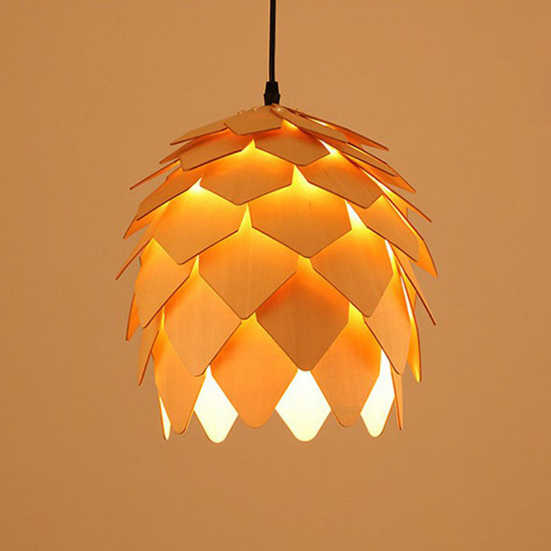 Japanese Style Shaded Ceiling Light Wood Single-Bulb Restaurant Hanging Pendant Lighting Wood E Clearhalo 'Ceiling Lights' 'Pendant Lights' 'Pendants' Lighting' 2246988_8134e360-3d86-4f28-a1fa-62f15b134005