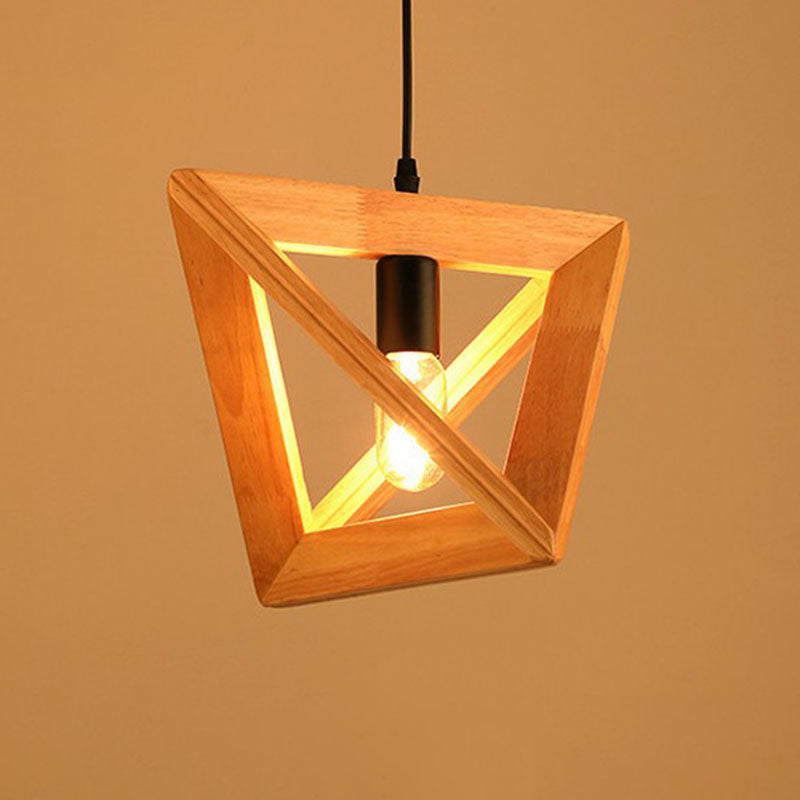 Japanese Style Shaded Ceiling Light Wood Single-Bulb Restaurant Hanging Pendant Lighting Clearhalo 'Ceiling Lights' 'Pendant Lights' 'Pendants' Lighting' 2246992