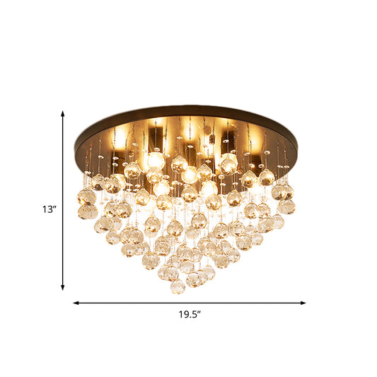 Black Tiered Flush Ceiling Light Modernist 19.5"/23.5" Dia 8-Light Crystal Ceiling Lamp Clearhalo 'Ceiling Lights' 'Close To Ceiling Lights' 'Close to ceiling' 'Flush mount' Lighting' 224700