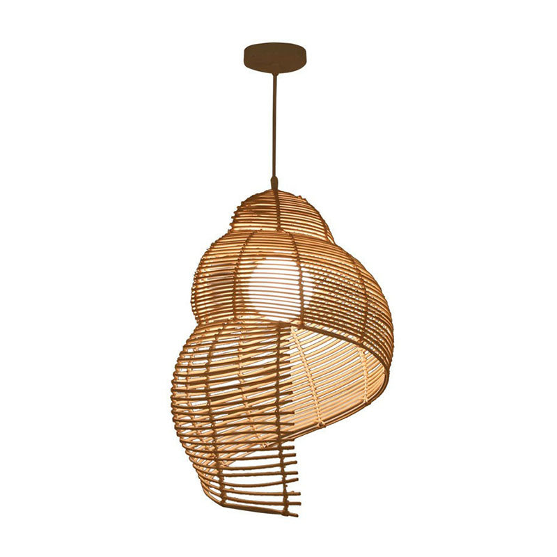 Conch Suspension Lighting Minimalist Rattan 1 Head Restaurant Pendant Ceiling Light Clearhalo 'Ceiling Lights' 'Lighting' 'Pendant Lights' 2247040_98a6877b-8842-4af3-9dc9-f6cf3a77d01e