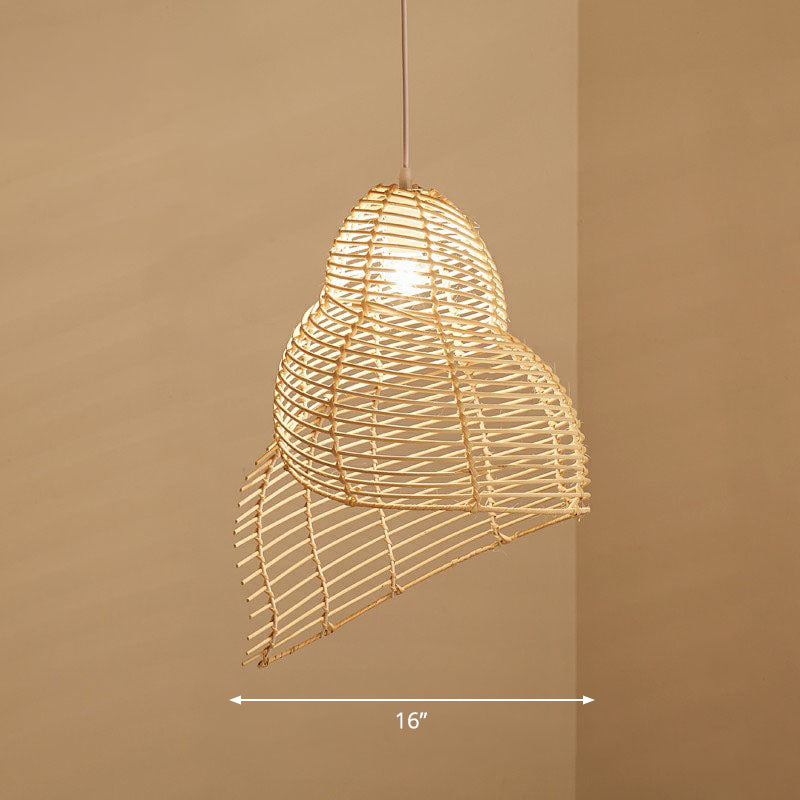 Conch Shaped Restaurant Ceiling Light Rattan Single Modern Style Hanging Pendant Lighting Wood Clearhalo 'Ceiling Lights' 'Pendant Lights' 'Pendants' Lighting' 2247048_566040e0-f55d-4bfd-88d0-d01c059b7615