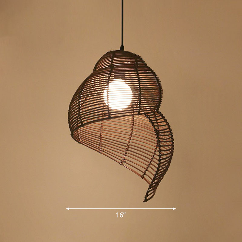 Conch Shaped Restaurant Ceiling Light Rattan Single Modern Style Hanging Pendant Lighting Coffee Clearhalo 'Ceiling Lights' 'Pendant Lights' 'Pendants' Lighting' 2247050_c547c8e9-618f-419d-b382-9762e6fff7eb