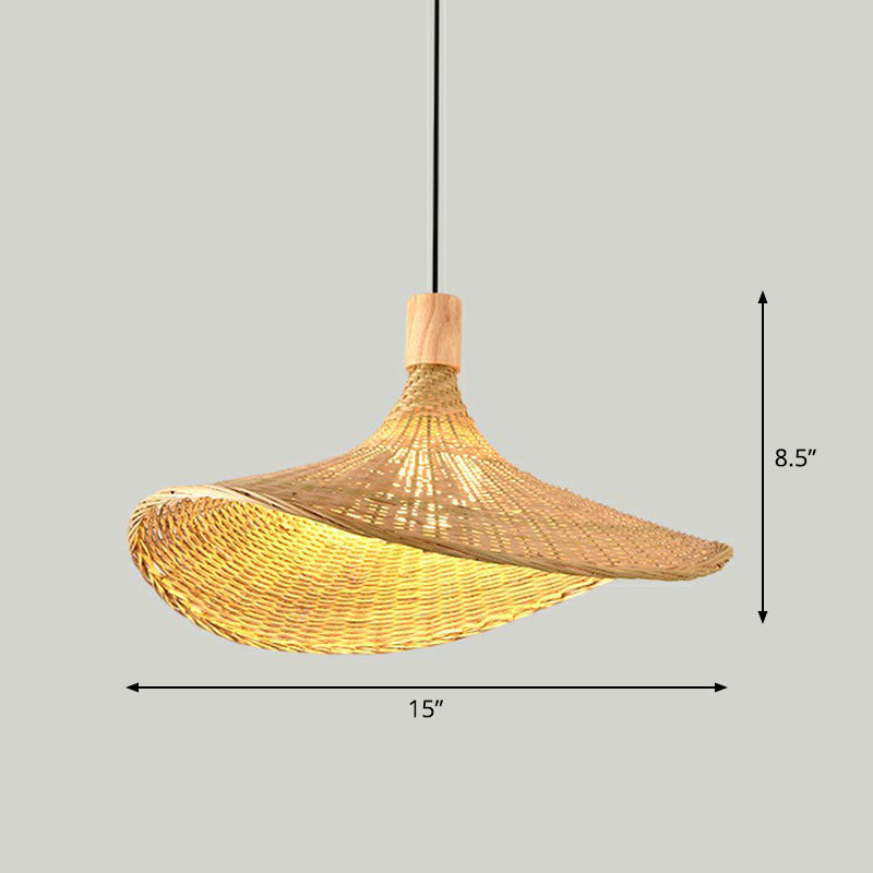 Bamboo Shaded Pendant Light Contemporary Single-Bulb Suspension Light Fixture in Wood Clearhalo 'Ceiling Lights' 'Pendant Lights' 'Pendants' Lighting' 2247062