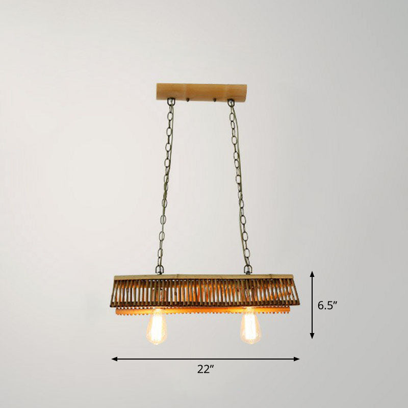 Bamboo Triangle Roof Island Light Fixture Modern Style Ceiling Pendant Lighting in Wood Clearhalo 'Ceiling Lights' 'Island Lights' Lighting' 2247096