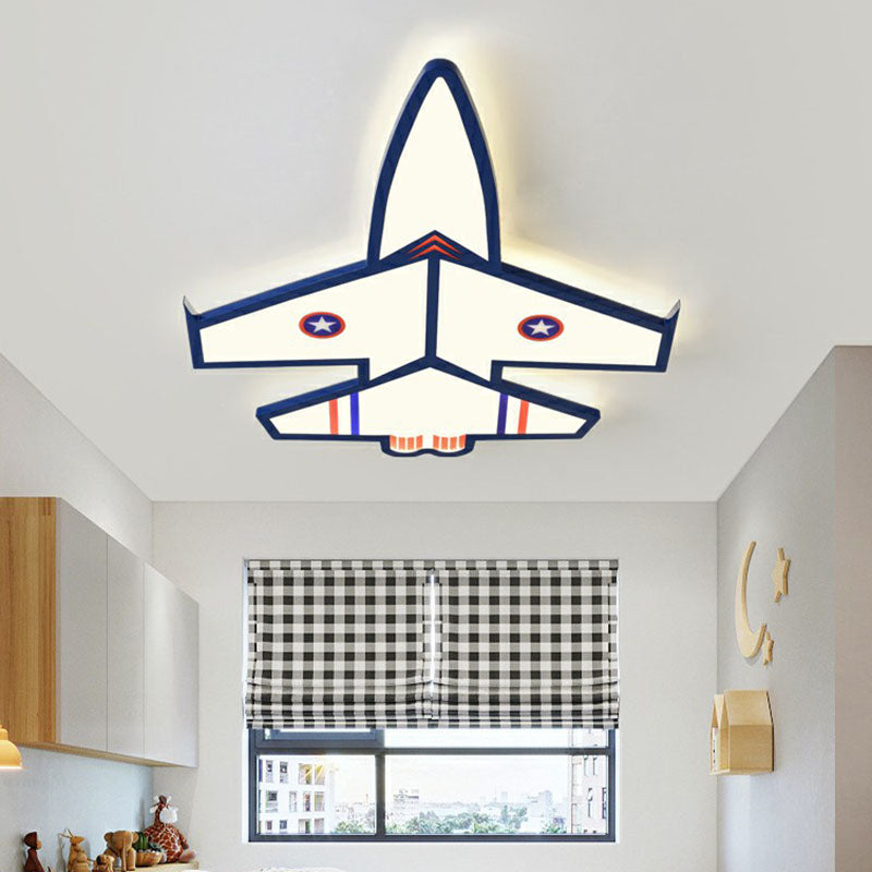 Plane Shaped Acrylic Flush Mount Lighting Kids Style Blue LED Flush Mount for Nursery Clearhalo 'Ceiling Lights' 'Close To Ceiling Lights' 'Close to ceiling' 'Flush mount' Lighting' 2247213