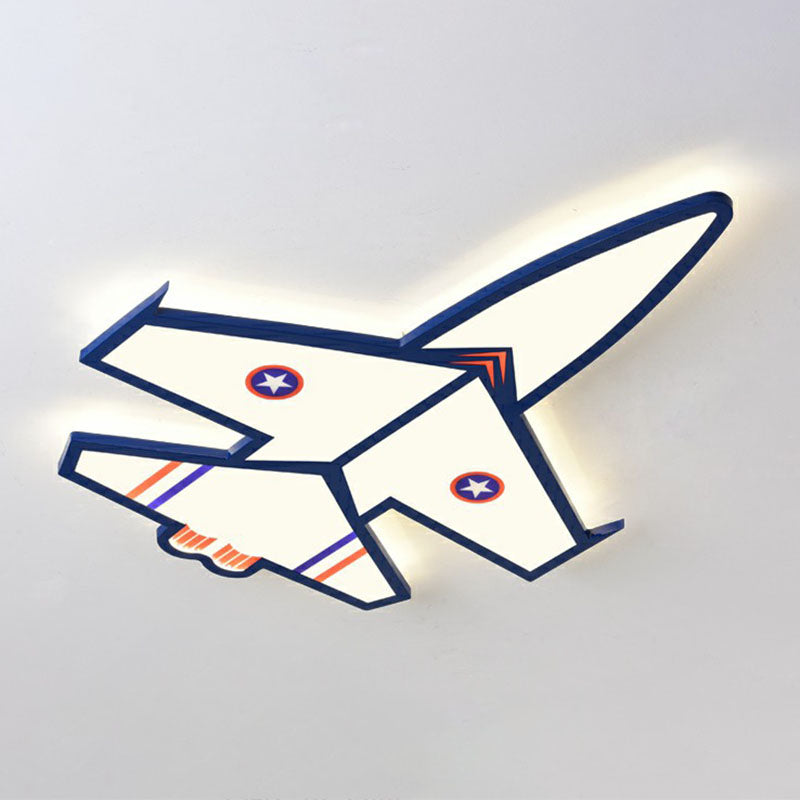 Plane Shaped Acrylic Flush Mount Lighting Kids Style Blue LED Flush Mount for Nursery Blue 31.5" Third Gear Clearhalo 'Ceiling Lights' 'Close To Ceiling Lights' 'Close to ceiling' 'Flush mount' Lighting' 2247215