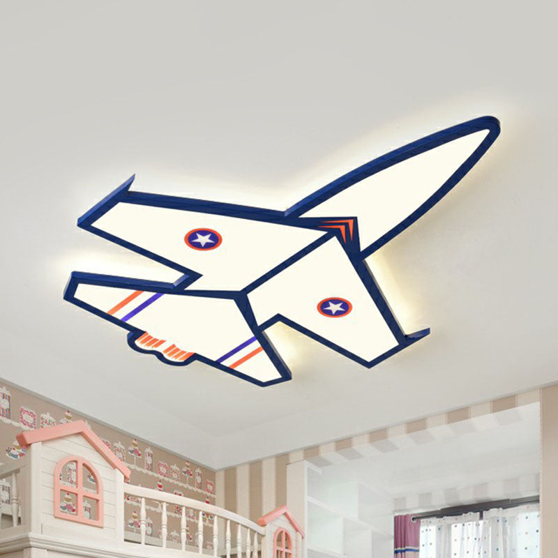 Plane Shaped Acrylic Flush Mount Lighting Kids Style Blue LED Flush Mount for Nursery Clearhalo 'Ceiling Lights' 'Close To Ceiling Lights' 'Close to ceiling' 'Flush mount' Lighting' 2247216