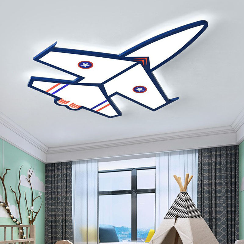 Plane Shaped Acrylic Flush Mount Lighting Kids Style Blue LED Flush Mount for Nursery Clearhalo 'Ceiling Lights' 'Close To Ceiling Lights' 'Close to ceiling' 'Flush mount' Lighting' 2247218