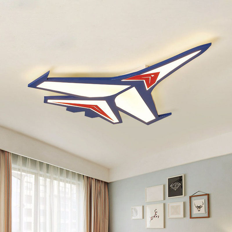 Airplane LED Flush Mount Childrens Acrylic Blue Flushmount Ceiling Light for Bedroom Blue 25" Clearhalo 'Ceiling Lights' 'Close To Ceiling Lights' 'Close to ceiling' 'Flush mount' Lighting' 2247226