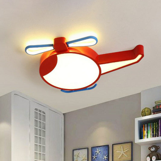 Helicopter Flush Light Minimalist Acrylic Nursery LED Flush Mount Lighting Fixture Red Warm Clearhalo 'Ceiling Lights' 'Close To Ceiling Lights' 'Close to ceiling' 'Flush mount' Lighting' 2247245