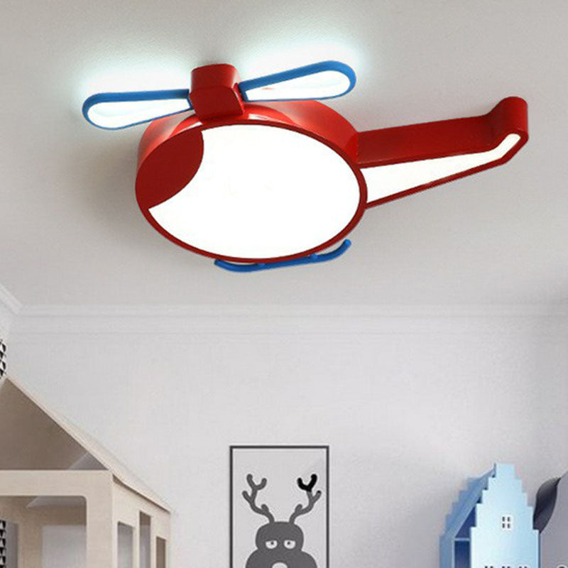 Helicopter Flush Light Minimalist Acrylic Nursery LED Flush Mount Lighting Fixture Red Clearhalo 'Ceiling Lights' 'Close To Ceiling Lights' 'Close to ceiling' 'Flush mount' Lighting' 2247246