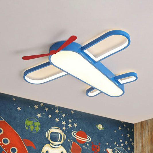 Airplane Bedroom Flush Mount Lighting Acrylic Kids Style LED Flush Mount Fixture in Blue Clearhalo 'Ceiling Lights' 'Close To Ceiling Lights' 'Close to ceiling' 'Flush mount' Lighting' 2247257