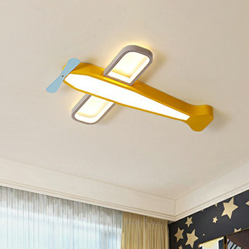 Metallic Aircraft LED Flush Mount Childrens Yellow Flushmount Ceiling Light for Nursery Clearhalo 'Ceiling Lights' 'Close To Ceiling Lights' 'Close to ceiling' 'Flush mount' Lighting' 2247264