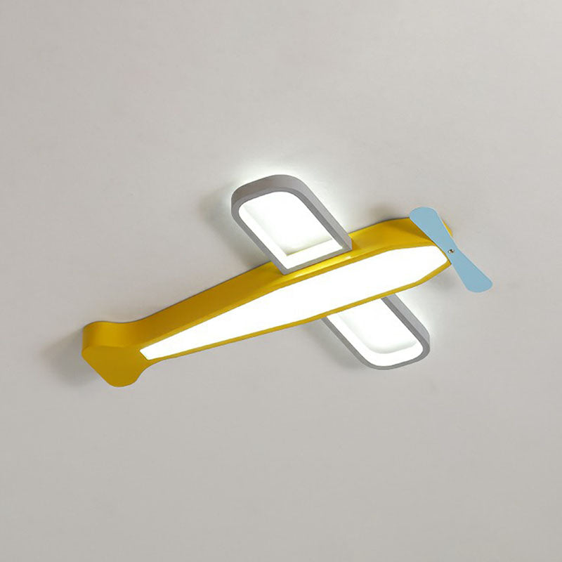 Metallic Aircraft LED Flush Mount Childrens Yellow Flushmount Ceiling Light for Nursery Yellow 21.5" White Clearhalo 'Ceiling Lights' 'Close To Ceiling Lights' 'Close to ceiling' 'Flush mount' Lighting' 2247265