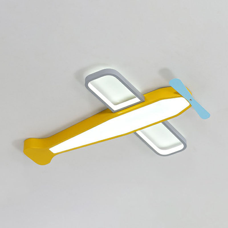 Metallic Aircraft LED Flush Mount Childrens Yellow Flushmount Ceiling Light for Nursery Yellow 25.5" White Clearhalo 'Ceiling Lights' 'Close To Ceiling Lights' 'Close to ceiling' 'Flush mount' Lighting' 2247266