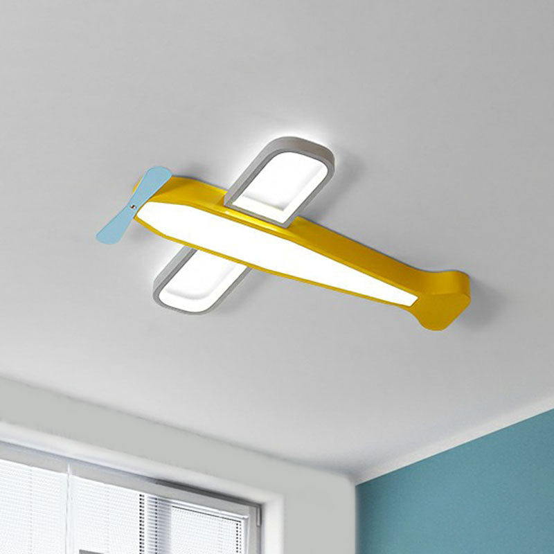 Metallic Aircraft LED Flush Mount Childrens Yellow Flushmount Ceiling Light for Nursery Clearhalo 'Ceiling Lights' 'Close To Ceiling Lights' 'Close to ceiling' 'Flush mount' Lighting' 2247267